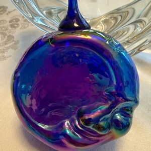 Iridescent Blue and Purple Glass Ornament